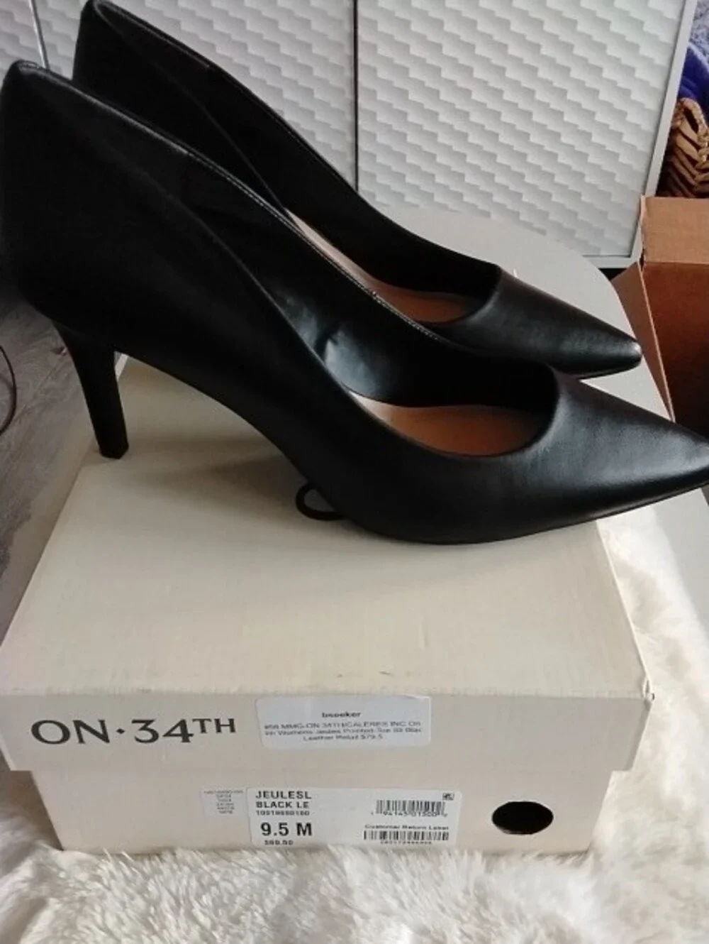 ON 34TH Jeulesl Black Pointed-Toe Mid Heel Pumps